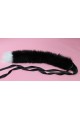 24" Black Cat Tail with White Tip (white ties)