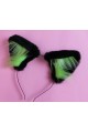 Black Cat Ears with Lime Fluffs