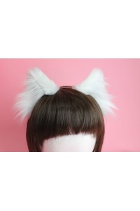 White Realistic Cat Ears (White Inside)