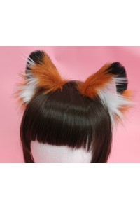 Red Fox, Black Tipped Realistic (Pink Velvet, White Fluffs)