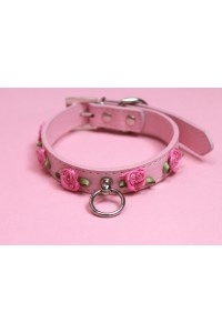 Pleather Rose Buckled Collar