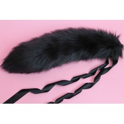 18" Black Fox Tail (Black Ties)