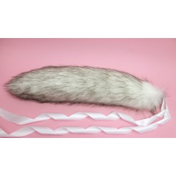 18" Brown Husky Fox Tail (White Ties)