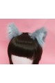 Fluffy Grey Kitten Ears (White Velvet,Blue Fluffs)
