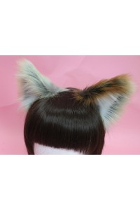 Ultra Fluffy Golden Fox Cat Ears (Nude Velvet,White Fluffs)