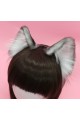 Ash Colored Realistic Cat Ears (White Velvet) Airbrushed)
