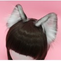 Ash Colored Realistic Cat Ears (White Velvet) Airbrushed)