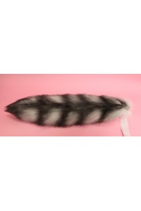 18" Silver Tabby Fox Tail (Aibrushed)