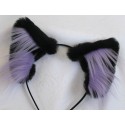 Black Realistic Cat Ears,Lavender Fluffs (Black Velvet)