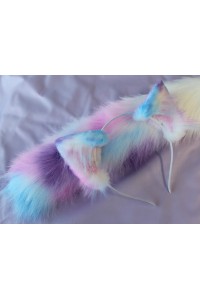 Pastel Galaxy Realistic Kitten Ears (Airbrushed)