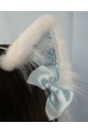 Blue & White Brocade Realistic Cat Ears