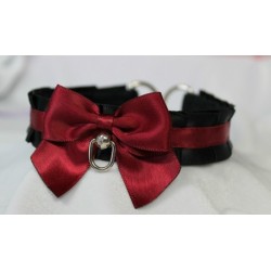 Black and Burgundy Pleated Collar