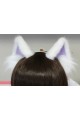 White & Lavender Cat Ears (Realistic Cat Pattern/No Front Fluffs)