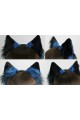 Fluffy Blue & Black Tipped Fox Ears (Comes with piercing)