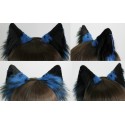 Fluffy Blue & Black Tipped Fox Ears (Comes with piercing)