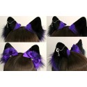 Fluffy Purple & Black Tipped Fox Ears (Includes Chain Piercing)