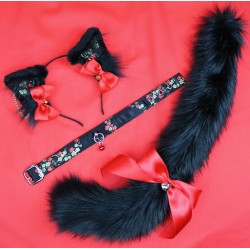 Black and Red Brocade Cat Set ♥