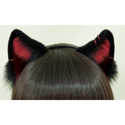 Burgundy & Black Kitten Ears