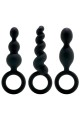 3 Piece Silicone Plug Set in Black